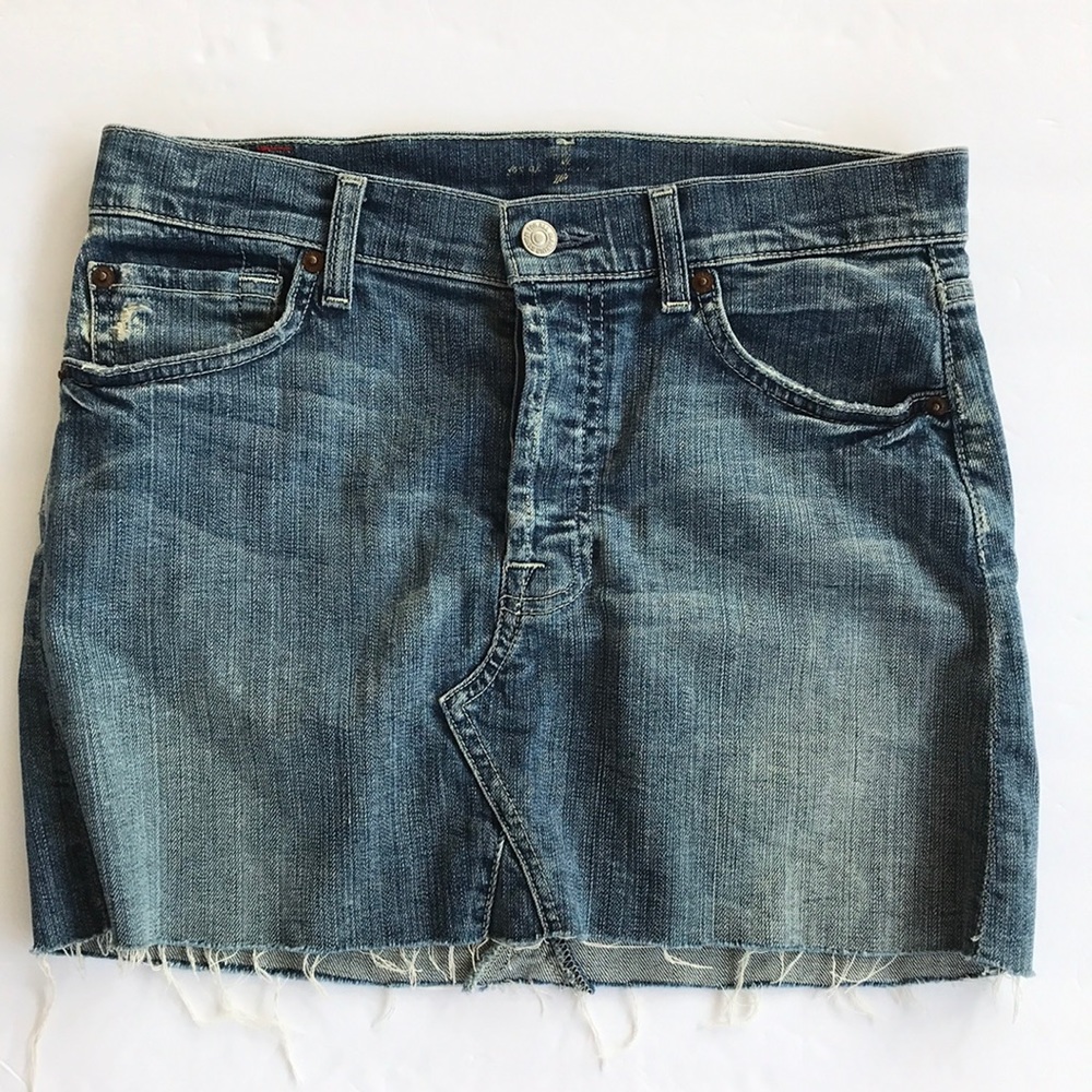 7 For All Mankind Blue Denim Skirt